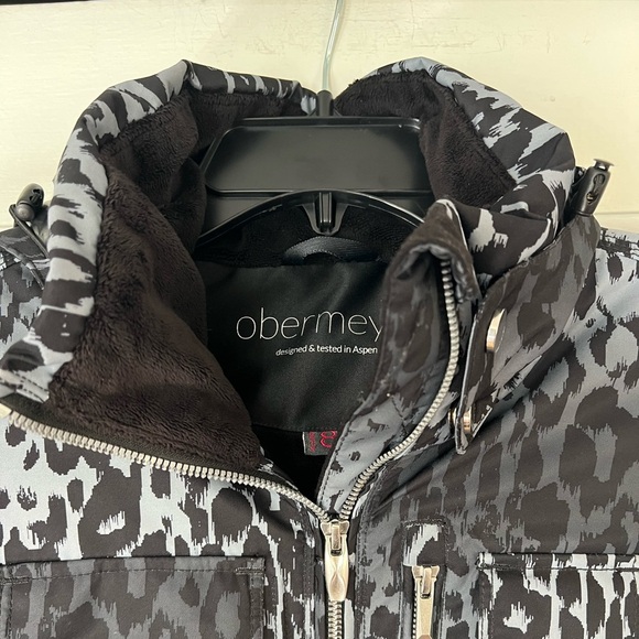 Obermeyer Leopard Print Puffer Jacket – Women’s Size 8 Ski Snowboard Winter Coat - Picture 7 of 16